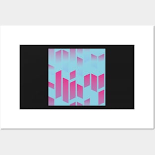 Pink abstract parallel rectangle shapes Posters and Art